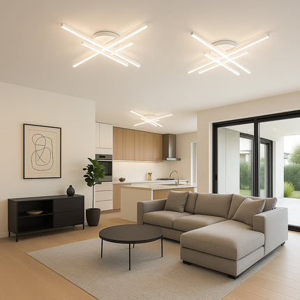 Plafoniera LED 45W luce soffitto design geometria tecnologia CCT enzoled