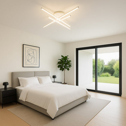 Plafoniera LED 45W luce soffitto design geometria tecnologia CCT enzoled
