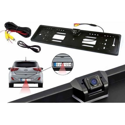 Portatarga con telecamera retromarcia integrata 4 led infrarossi per visione notturna staffa porta targa con camera posteriore parcheggio - enzoled