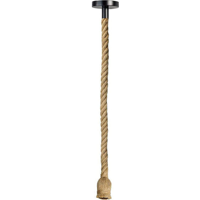 Lampadario portalampada a sospensione vintage in corda canapa 150 cm attacco E27 lampadario retro country illuminazione decorazione casa bar e ristoranti - enzoled