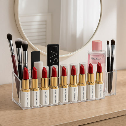 Organizer trucchi 19 scomparti espositore pennelli rossetti cosmetici enzoled