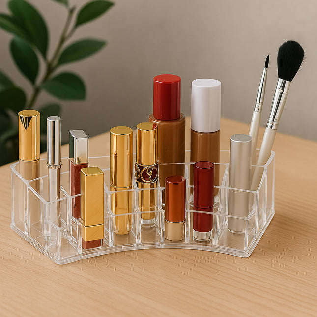 Organizer trucchi 19 scomparti espositore pennelli rossetti cosmetici enzoled