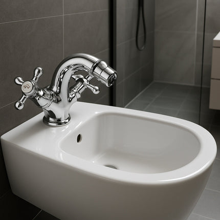 Rubinetto per bidet due manopole miscelatore da bagno modello Roma enzoled