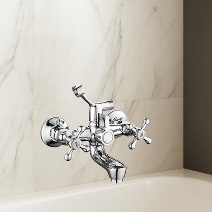 Rubinetto a parete per vasca da bagno ottone cromato modello Roma