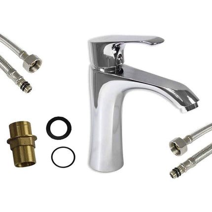 Rubinetto per lavandino da bagno moderno miscelatore cromato modello Love - enzoled