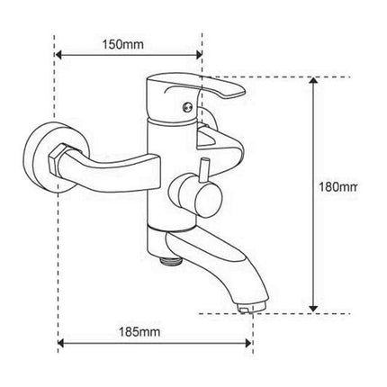 Rubinetto per vasca a parete miscelatore  moderno da bagno cromato modello Love - enzoled