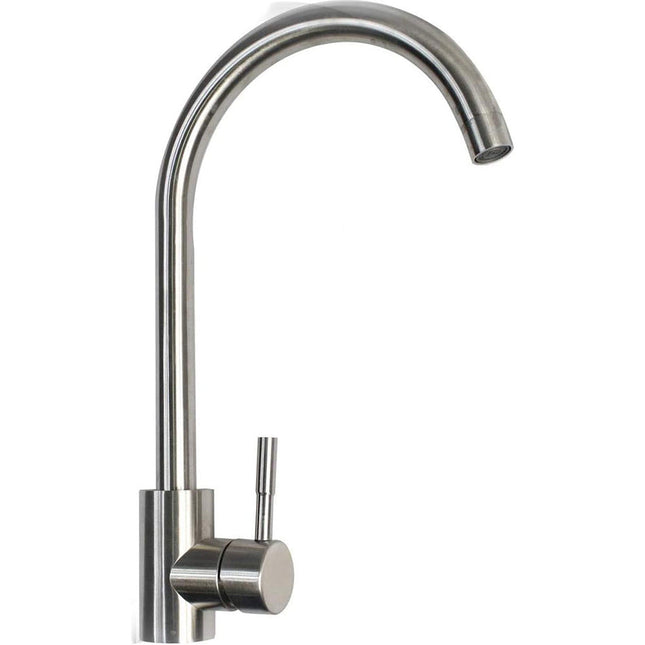 Rubinetto per lavello da cucina a canna in ottone cromato satinato enzoled