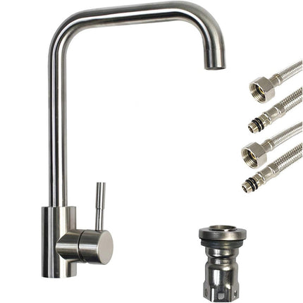 Rubinetto per lavello da cucina a canna quadrata cromato satinato enzoled