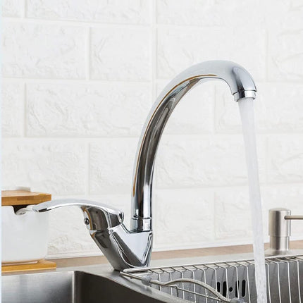 Rubinetto da cucina a canna alta curva monocomando per lavello lavandino orientabile miscelatore cromato lucido - enzoled