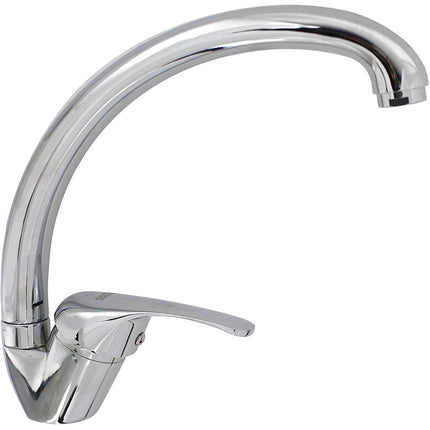 Rubinetto da cucina a canna alta curva monocomando per lavello lavandino orientabile miscelatore cromato lucido - enzoled