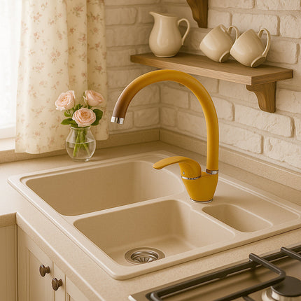 Rubinetto da cucina miscelatore per lavello colore terra di francia enzoled