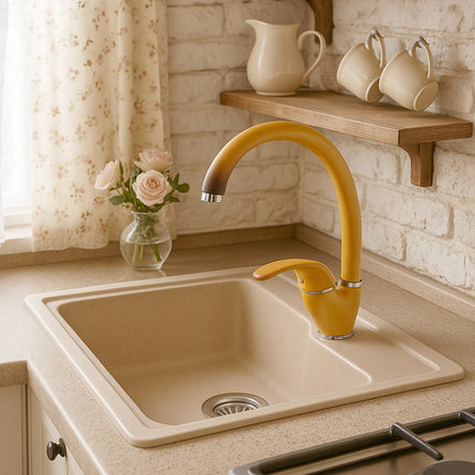 Rubinetto da cucina miscelatore per lavello colore terra di francia enzoled