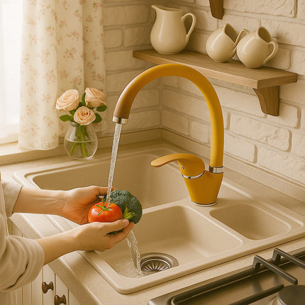 Rubinetto da cucina miscelatore per lavello colore terra di francia enzoled