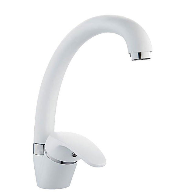 Rubinetto per lavello da cucina a canna alta moderno bianco