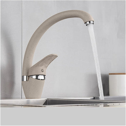 Rubinetto da cucina canna alta orientabile moderno colore avena