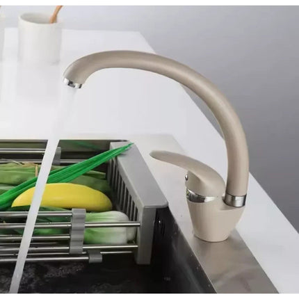 Rubinetto da cucina canna alta orientabile moderno colore avena