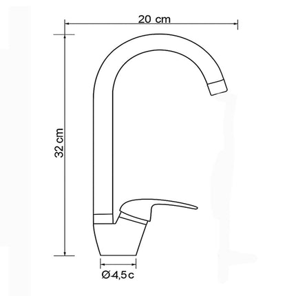 Rubinetto da cucina canna alta orientabile moderno nero opaco