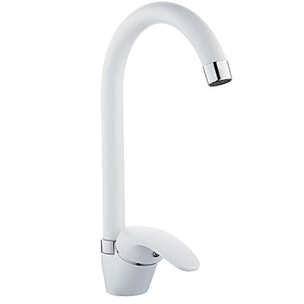 Rubinetto da cucina canna alta orientabile moderno bianco opaco