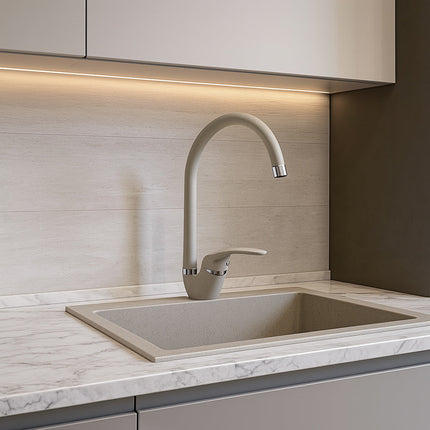 Rubinetto da cucina canna a collo di cigno monocomando colore avena