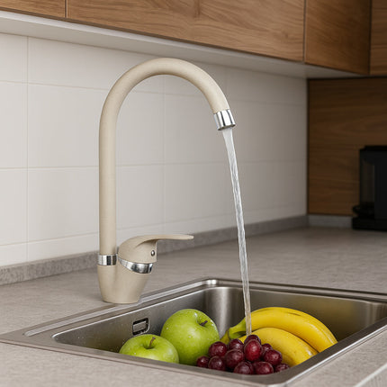 Rubinetto da cucina canna a collo di cigno monocomando colore avena