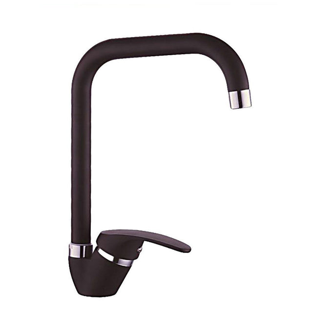 Rubinetto da cucina canna alta quadrata orientabile moderno nero opaco