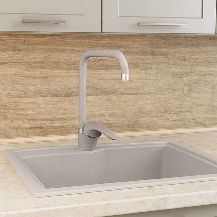 Rubinetto da cucina canna alta quadrata orientabile colore avena