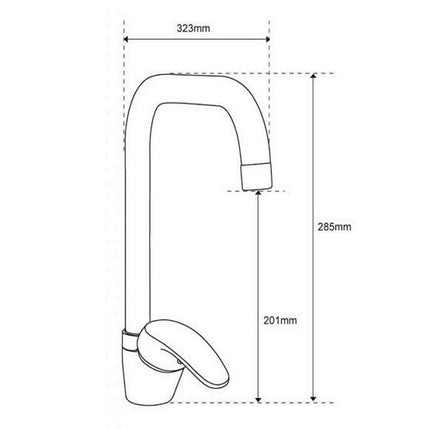 Rubinetto da cucina canna alta quadrata orientabile colore avena