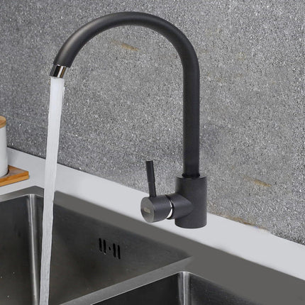 Rubinetto per lavello da cucina a canna alta miscelatore moderno nero opaco - enzoled
