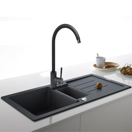 Rubinetto per lavello da cucina a canna alta miscelatore moderno nero opaco - enzoled