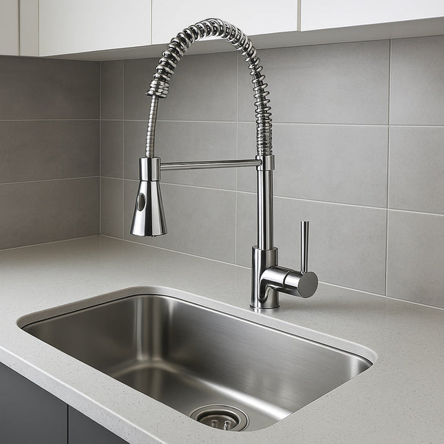 Rubinetto da cucina a canna alta orientabile 2 getti d'acqua enzoled