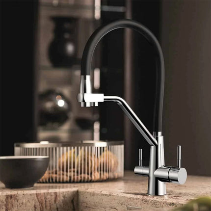 Rubinetto cucina in silicone 3 vie x depuratore 2 leve Sistema Osmosi