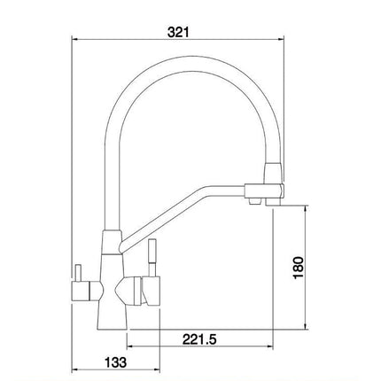 Rubinetto cucina in silicone 3 vie x depuratore 2 leve Sistema Osmosi