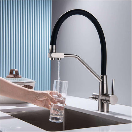 Rubinetto cucina in silicone 3 vie x depuratore 2 leve Sistema Osmosi