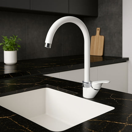 Rubinetto da cucina miscelatore per lavello colore bianco opaco enzoled