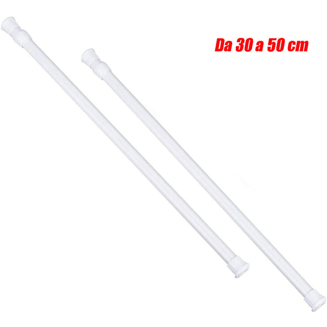 Bastone per tenda da finestra 2 pezzi con ganci a vite asta telescopica allungabile da 30 a 50 cm o 70 120 cm bacchette - enzoled