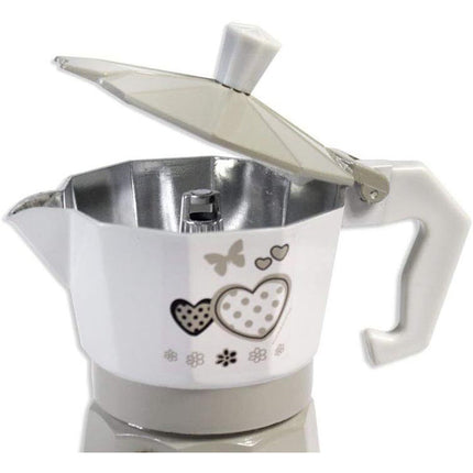 Caffettiera fango e bianco shabby chic moka 1 2 o 3 tazze macchina del caffè in alluminio per espresso - enzoled