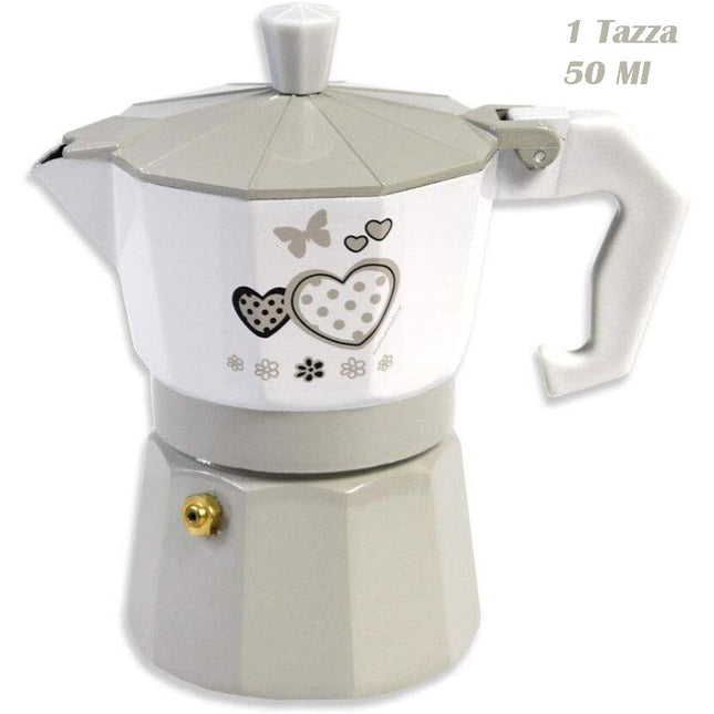 Caffettiera fango e bianco shabby chic moka 1 2 o 3 tazze macchina del caffè in alluminio per espresso - enzoled