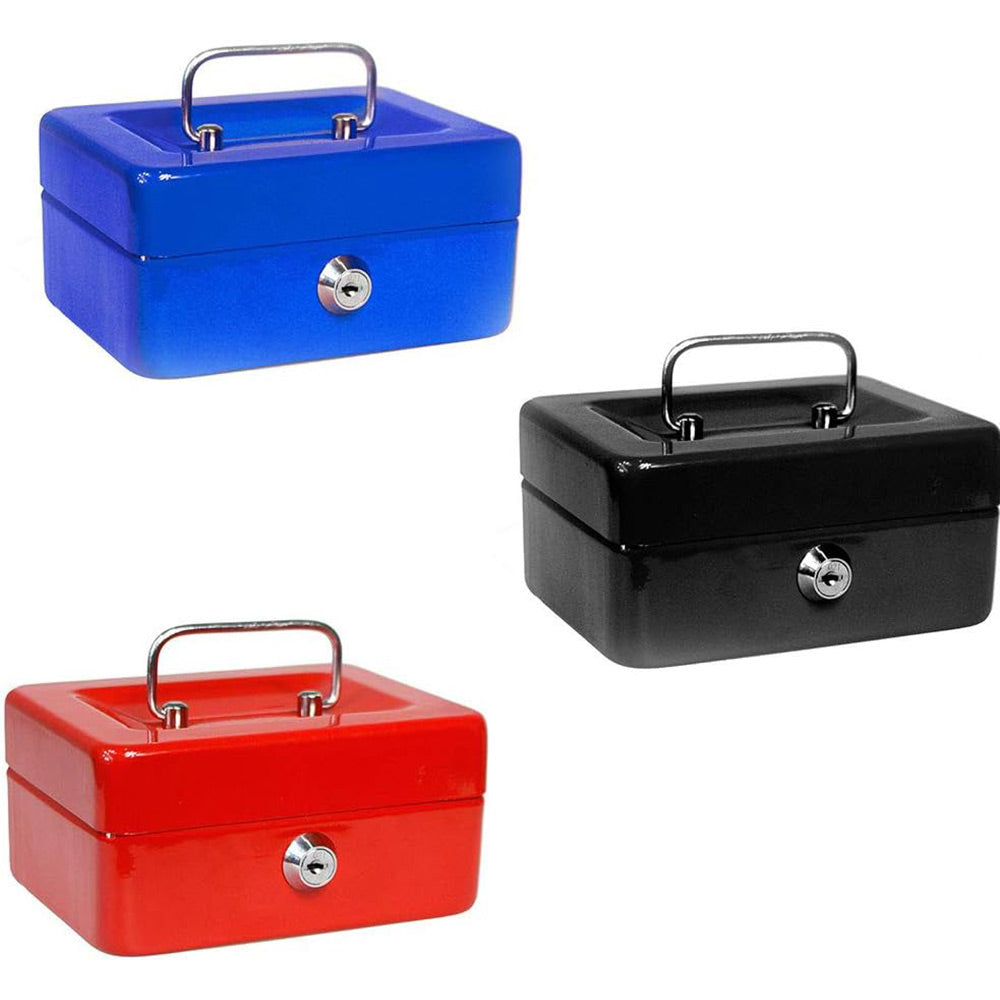 Cassetta portavalori cassaforte di sicurezza in metallo con scomparto e divisori portamonete doppia chiave 30X24X9 CM - enzoled