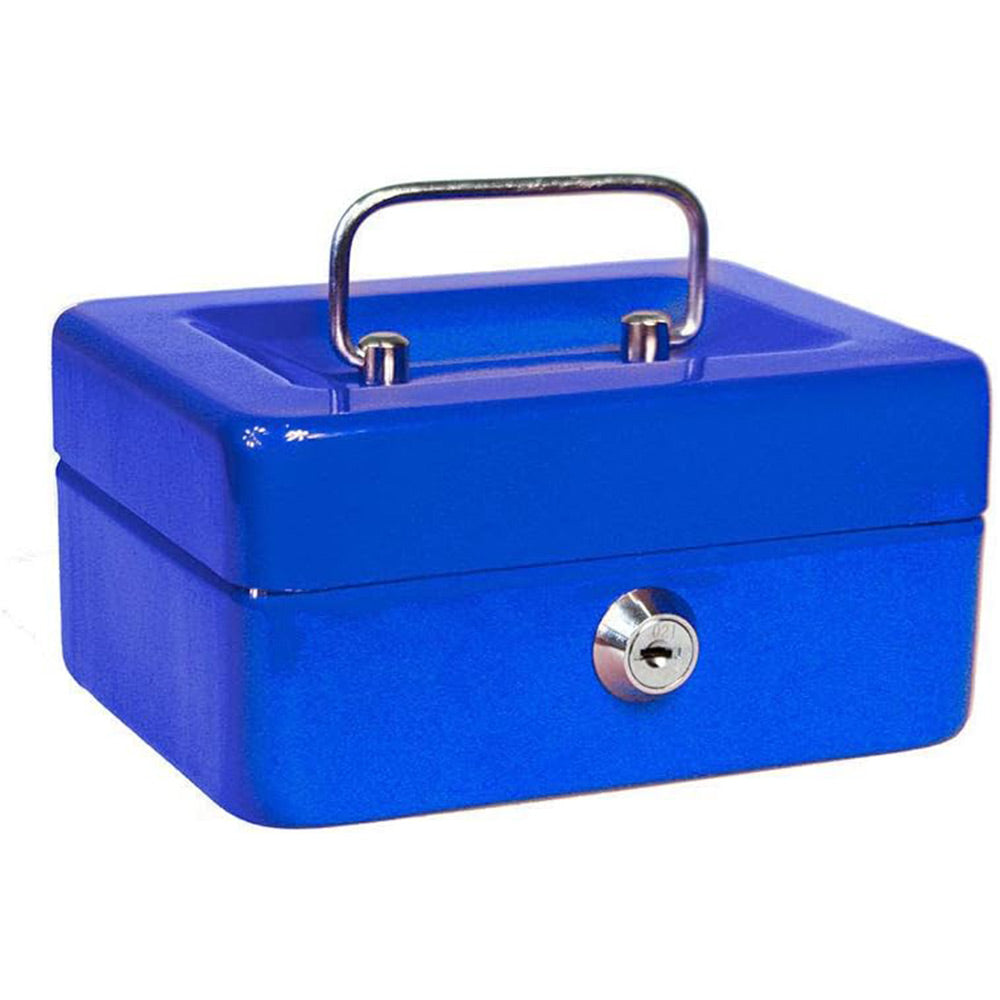 Cassetta portavalori cassaforte di sicurezza in metallo con scomparto e divisori portamonete doppia chiave 30X24X9 CM - enzoled