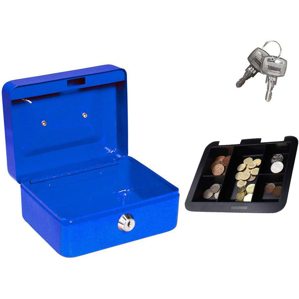 Cassetta portavalori cassaforte di sicurezza in metallo con scomparto e divisori portamonete doppia chiave 30X24X9 CM - enzoled