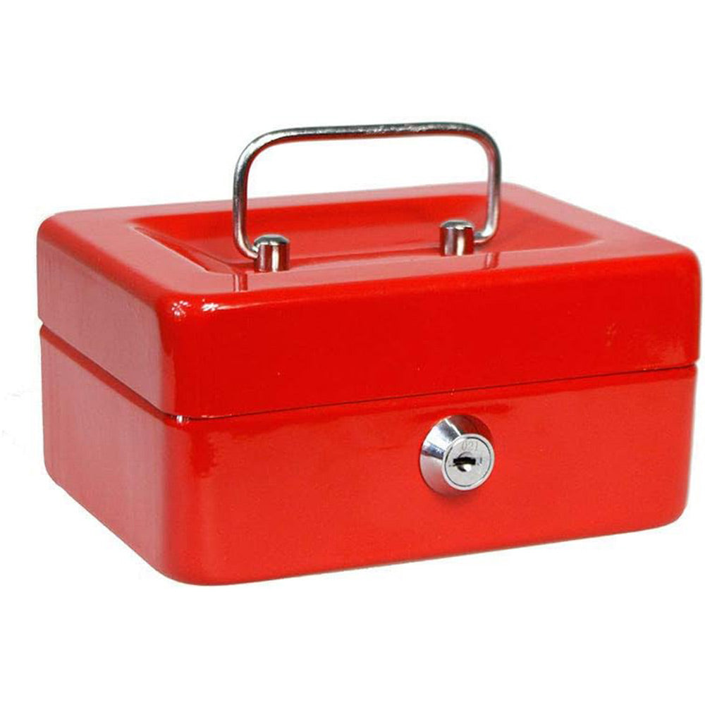 Cassetta portavalori cassaforte di sicurezza in metallo con scomparto e divisori portamonete doppia chiave 30X24X9 CM - enzoled