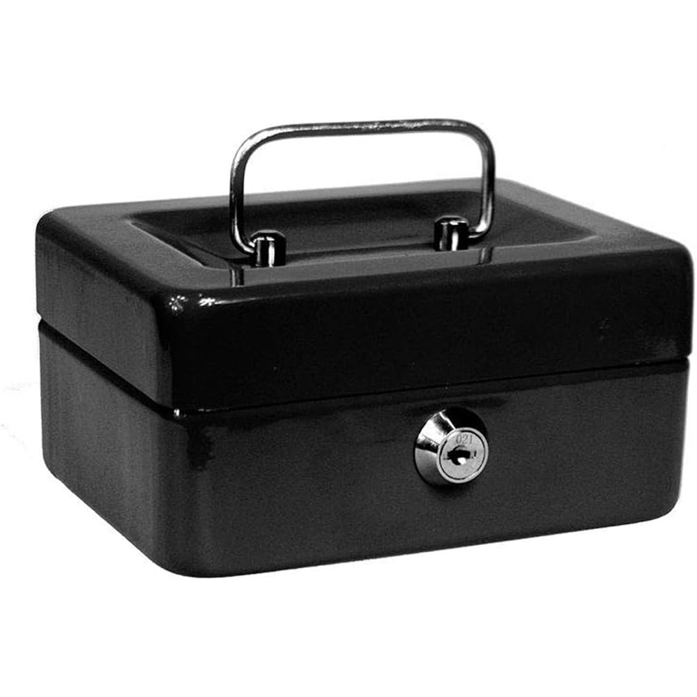 Cassetta portavalori cassaforte di sicurezza in metallo con scomparto e divisori portamonete doppia chiave 30X24X9 CM - enzoled