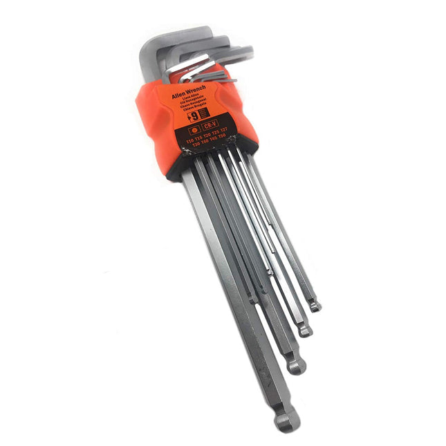Set 9 chiavi esagonali a L in cromo vanadio con end ball chiavini a brugola con testa a sfera 1,5 a 10 mm per riparazioni fai da te - enzoled
