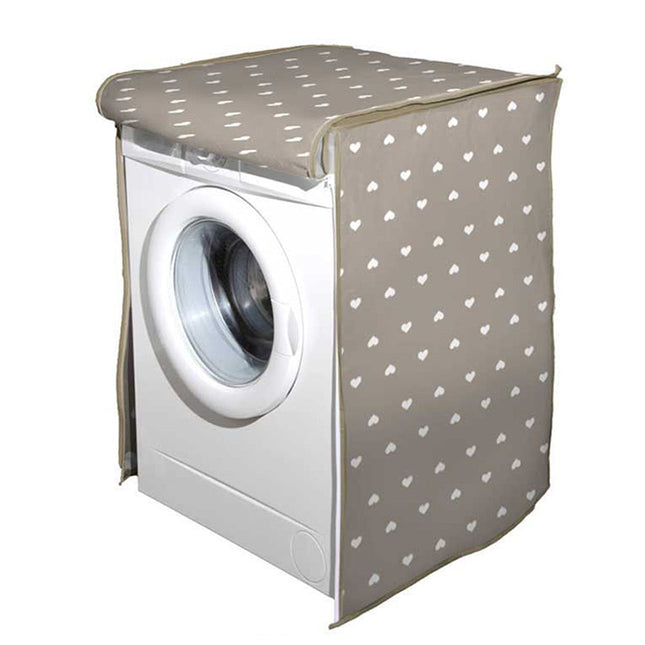 Coprilavatrice con chiusura a zip per lavatrici con carico frontale telo protettivo copertura per lavatrice con fantasia a cuori bianchi 62x58x85 cm - enzoled