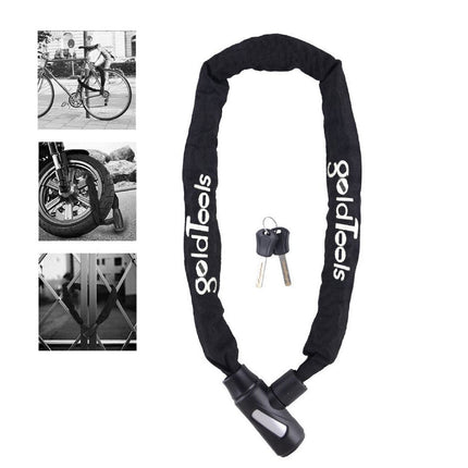 Lucchetto a catena in acciaio rivestito in tessuto con 2 chiavi per moto scooter bicicletta 100 cm - enzoled