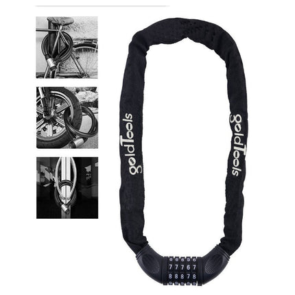 Lucchetto a catena in acciaio rivestito in tessuto con combinazione numerica per moto scooter bicicletta 90 cm - enzoled