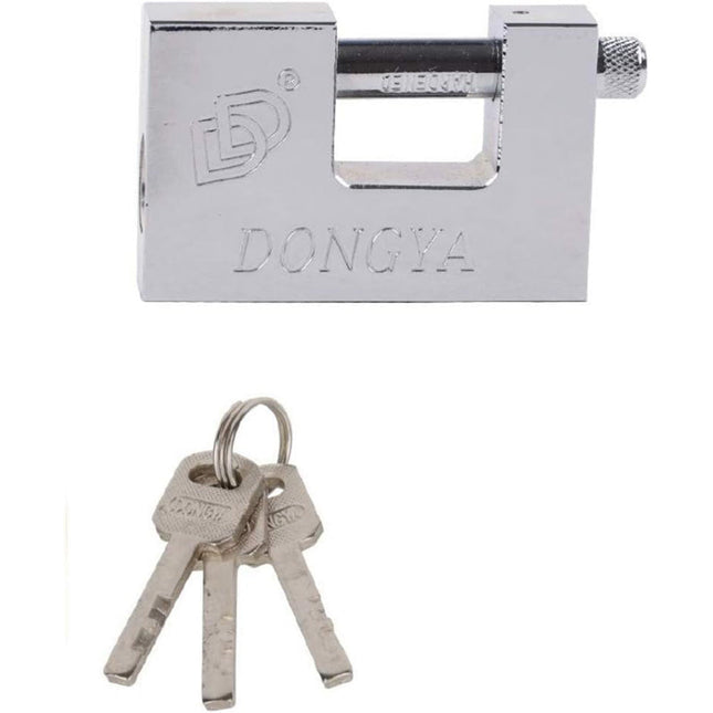 Lucchetto di sicurezza con chiave rettangolare in acciaio con 3 chiavi catenaccio antiscasso cancello 70 mm - enzoled