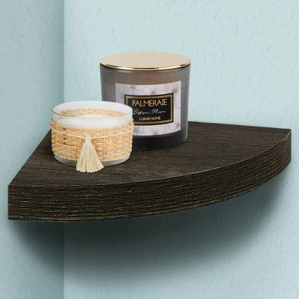 Mensola angolare da parete con reggimensola a scomparsa in Legno MDF mensola ad angolo wengé 23,5x23,5 cm - enzoled