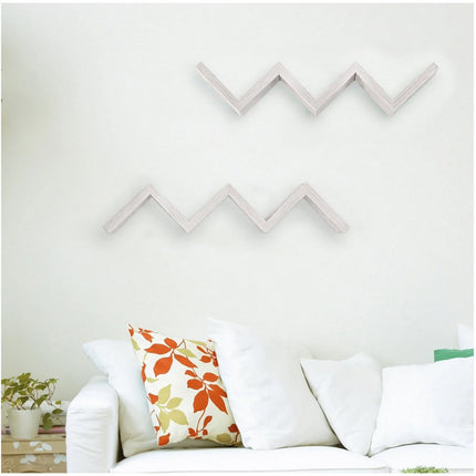 Mensola da parete a zig zag in legno mdf libreria design moderno rovere sbiancato 3 ripiani - enzoled