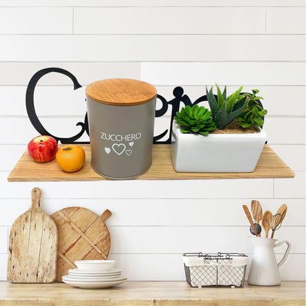 Mensola da parete in legno mdf con scritta cucina in metallo decorazione murale arredo casa - enzoled
